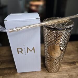 Rachel Miriam "Dream Big" Gold 24 oz Reusable Tumbler with Straw BPA Free NEW